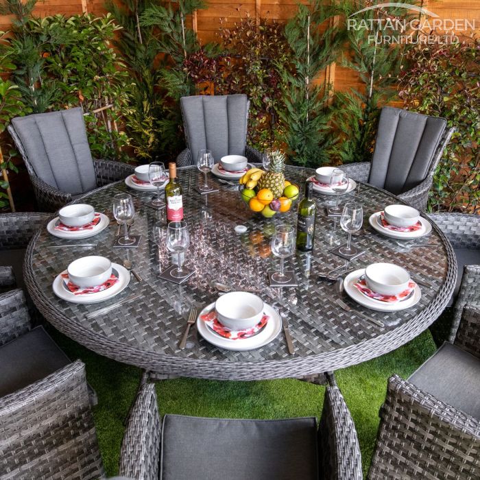 Rattan Serena Atlanta Round 8 Seat Dining Set