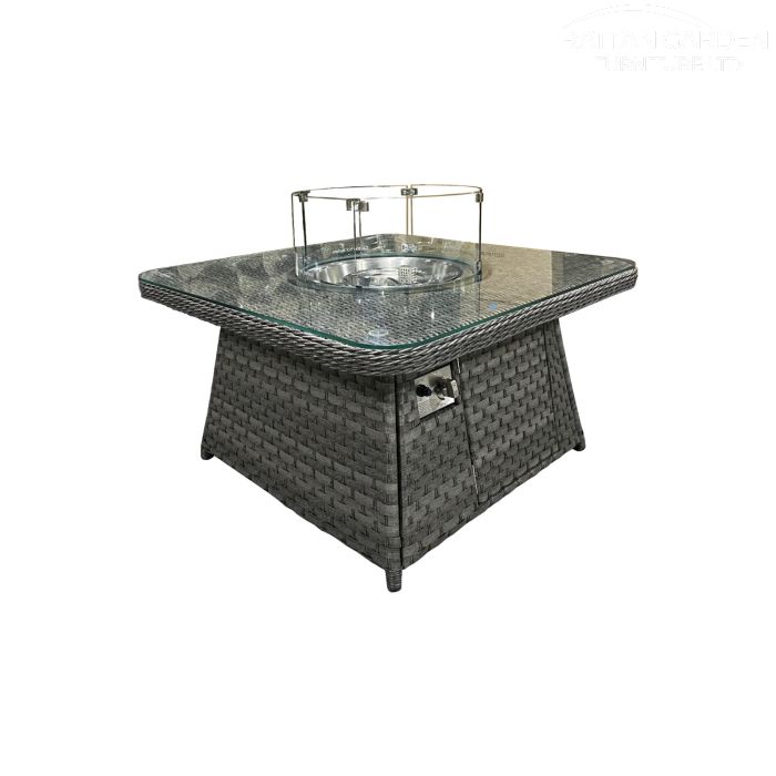 Serena Square Rattan Firepit Coffee Table with Rounded Edges