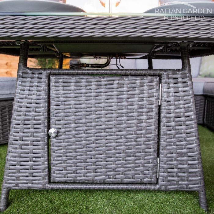 Platinum Boston Corner Rattan Dining Set with Fire Pit