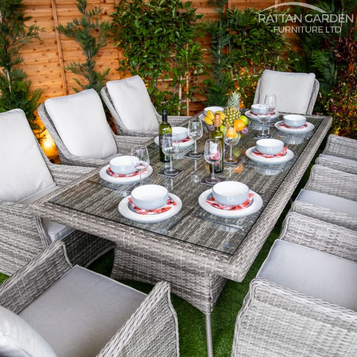 Rattan Champagne Paris Rectangular 8 Seat Dining Set