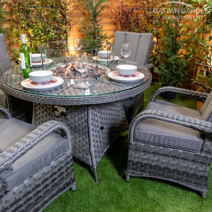 Rattan Serena Tokyo Round 4 Seat Fire Pit Set