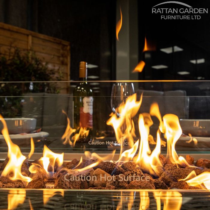 Rattan Serena Atlanta Rectangular 6 Seat Fire Pit Set