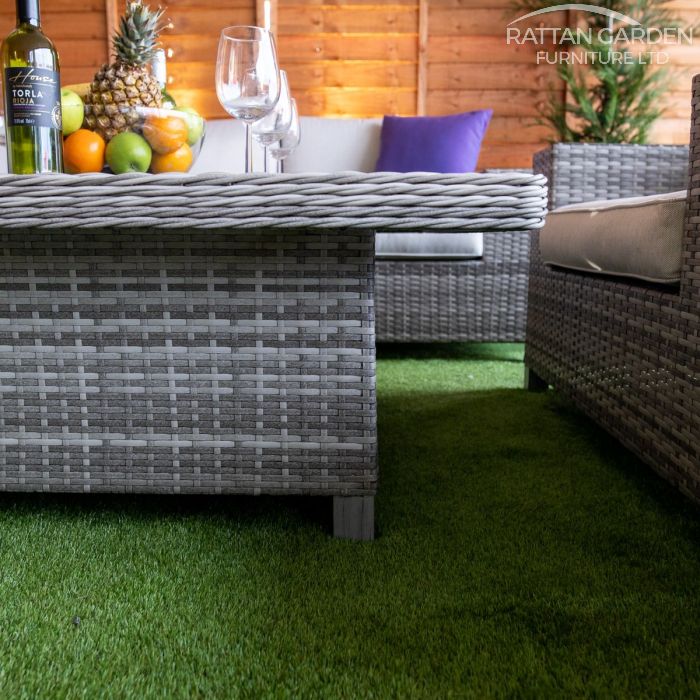Champagne Winchester Square Rising Table Rattan Corner Set
