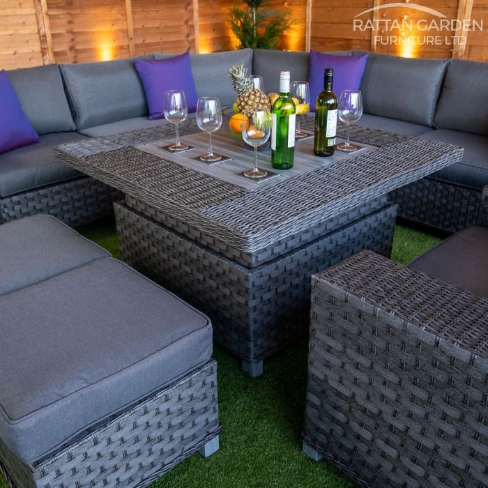 Serena Winchester Square Rising Table Rattan Corner Set