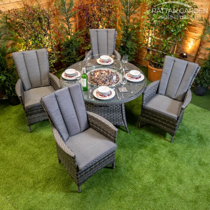 Rattan Serena Atlanta Round 4 Seat Fire Pit Set