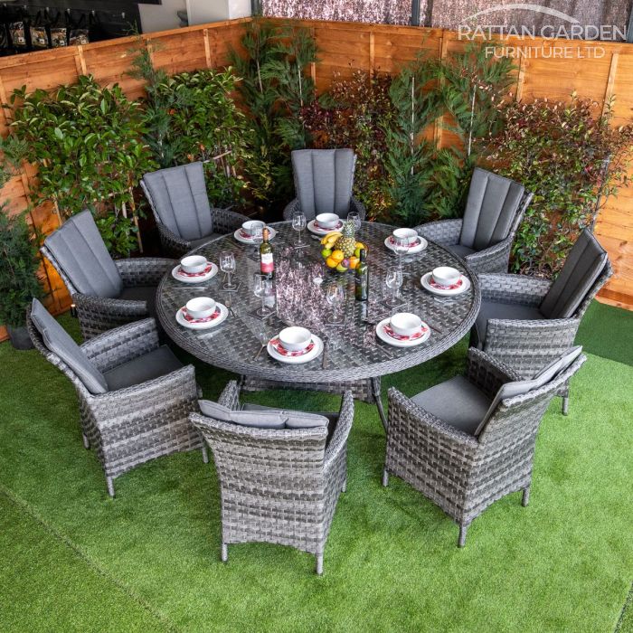 Rattan Serena Atlanta Round 8 Seat Dining Set