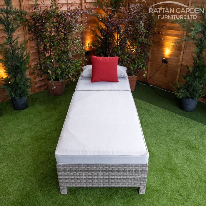 Rattan Champagne Deluxe Extra Wide Wheeled Lounger (Without Side Table)