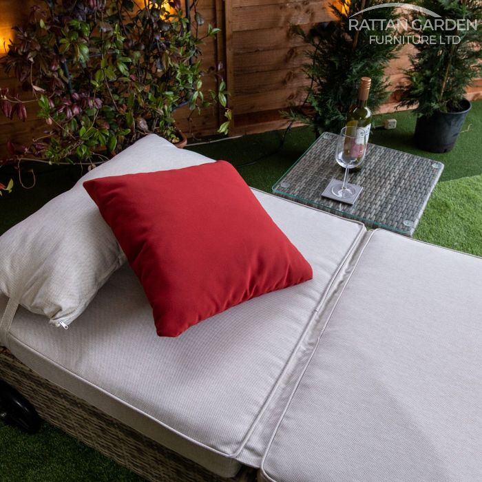 Rattan Champagne Deluxe Extra Wide Wheeled Lounger (Without Side Table)