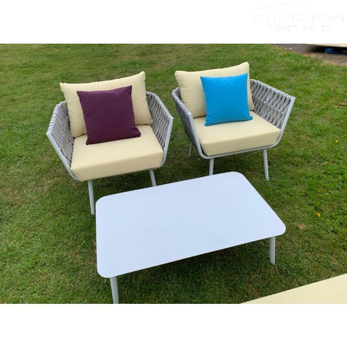 Rattan Monaco Silver 5 Seat 4 Piece Sofa Set With Coffee Table