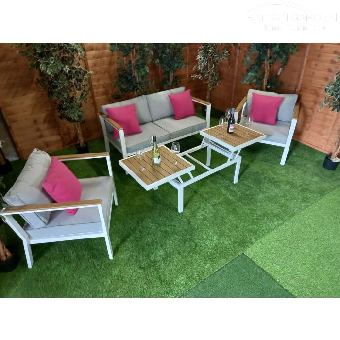 Fiona - Aluminium Rectangular Rising Table Sofa Set