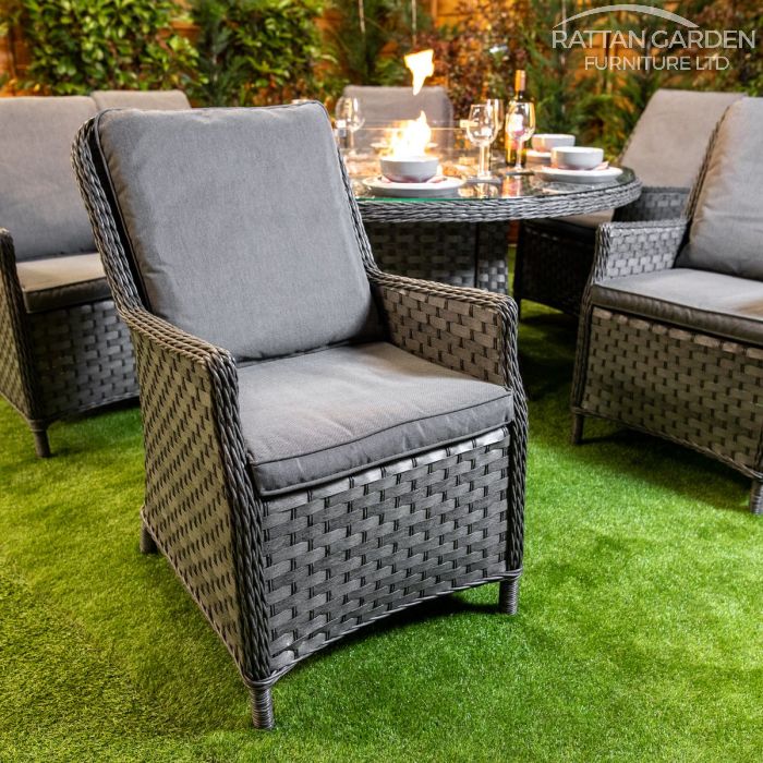 Rattan Serena Paris Round 6 Seat Fire Pit Set