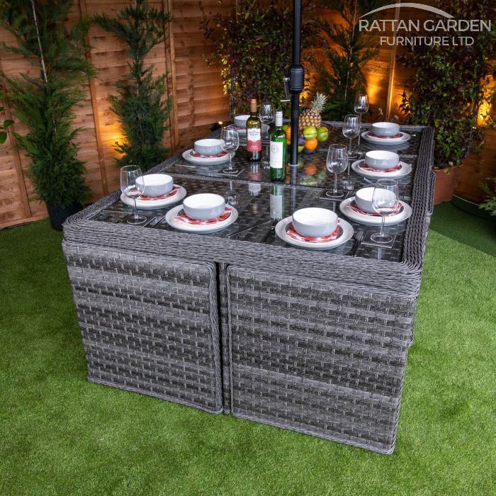 Rattan Serena 6 Seat Cube Set With 4 Storage Footstools