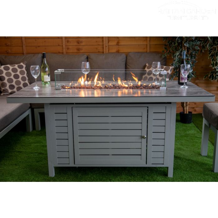 Soho Aluminium Corner Rattan Dining Set With Fire Pit