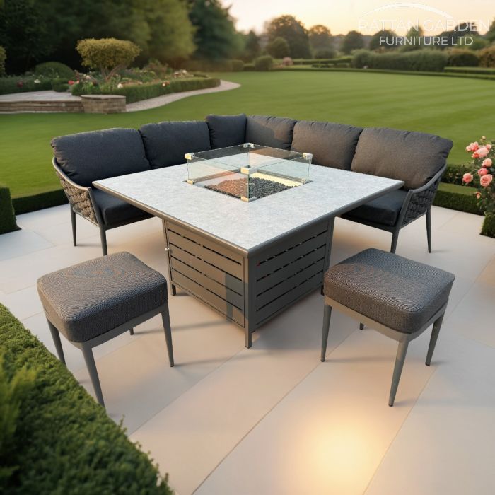 Annabelle Rope Grey 9 Seater Fire Pit Set