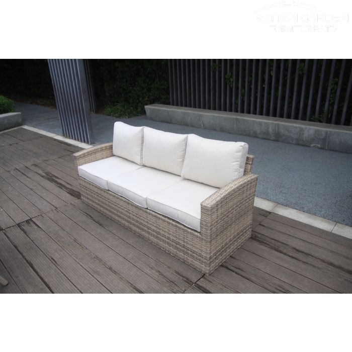 Champagne Chichester 5 Seat 6 Piece Rising Table rattan Sofa Set