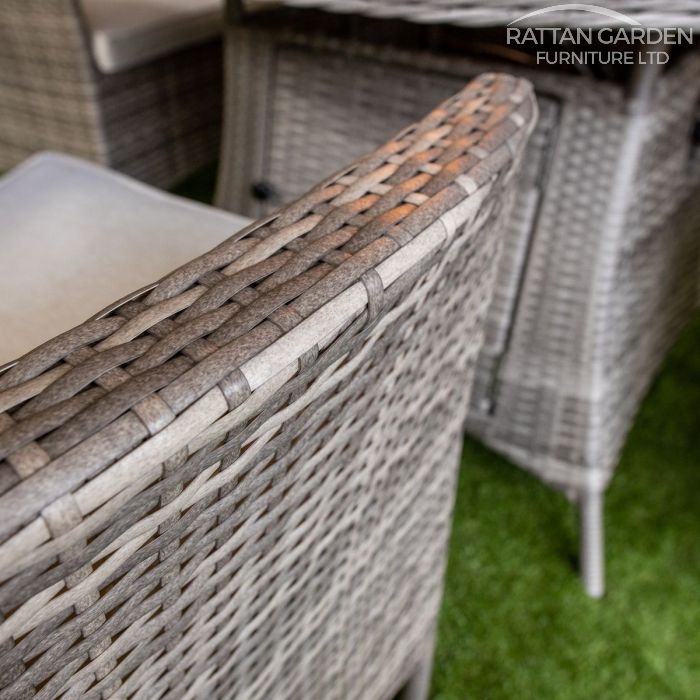 Rattan Champagne Atlanta Round 4 Seat Fire Pit Set