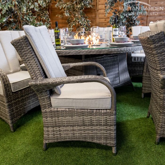 Rattan Champagne Tokyo 8 Seat Fire Pit With 165cm Round Table