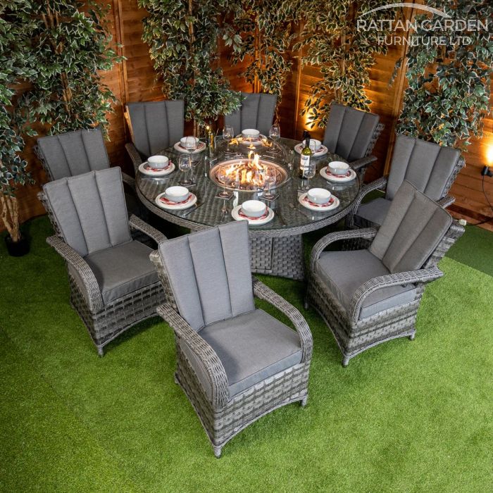 Rattan Serena Tokyo 8 Seat Fire Pit With 165cm Round Table