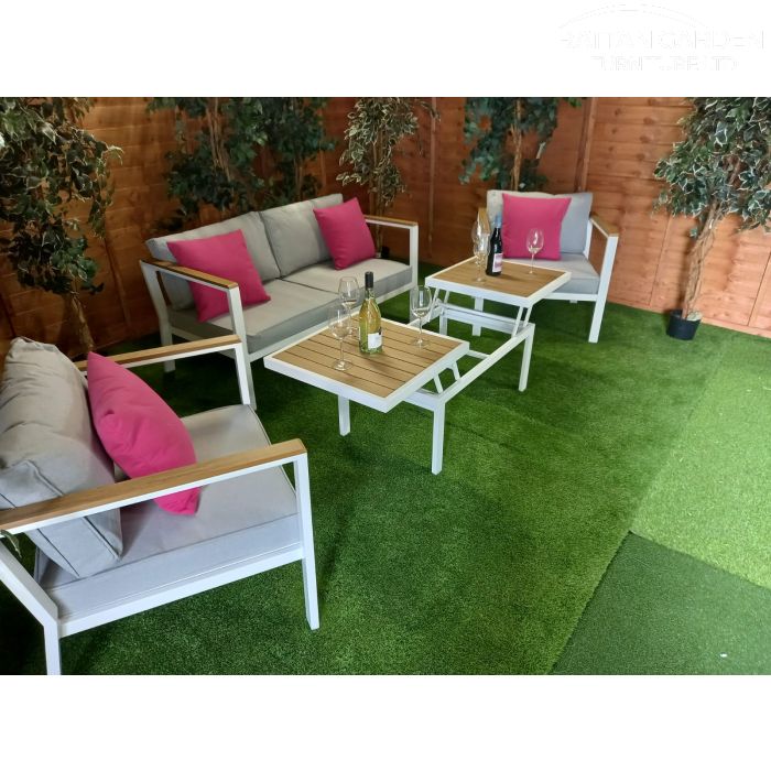 Fiona - Aluminium Rectangular Rising Table Sofa Set
