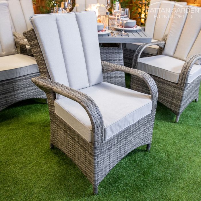 Champagne Tokyo Rectangular 6 Seat rattan Aluminium Fire Pit Set