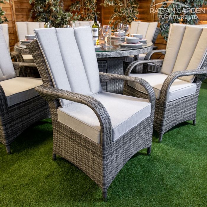 Rattan Champagne Tokyo 8 Seat Fire Pit With 165cm Round Table