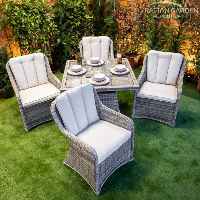 Rattan Champagne Vienna Square 4 Seat Dining Set