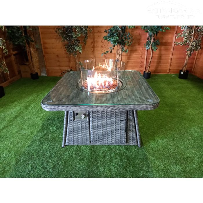 Platinum Square Fire Pit Coffee Table with Rounded Corners