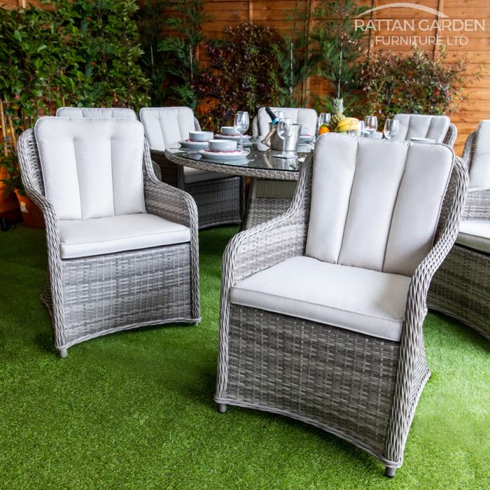 Rattan Champagne Vienna Round 8 Seat Dining Set