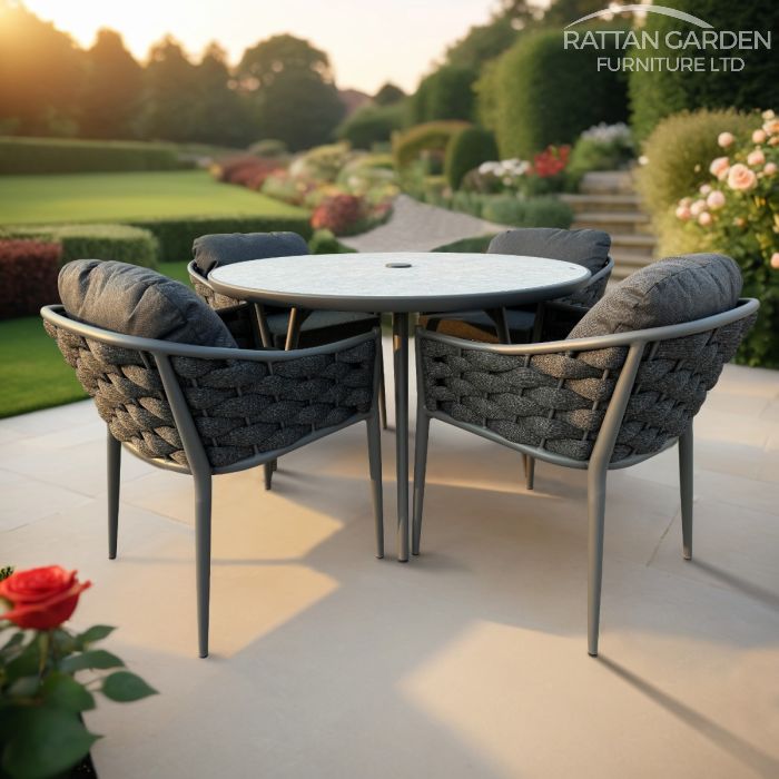 Annabelle Rope Grey 4 Seater Dining Set