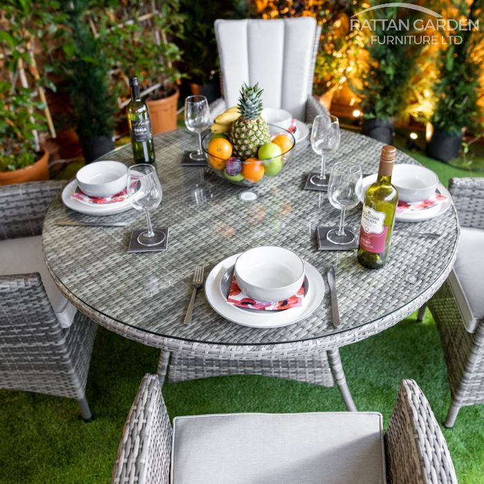 Rattan Champagne Atlanta Round 4 Seat Dining Set