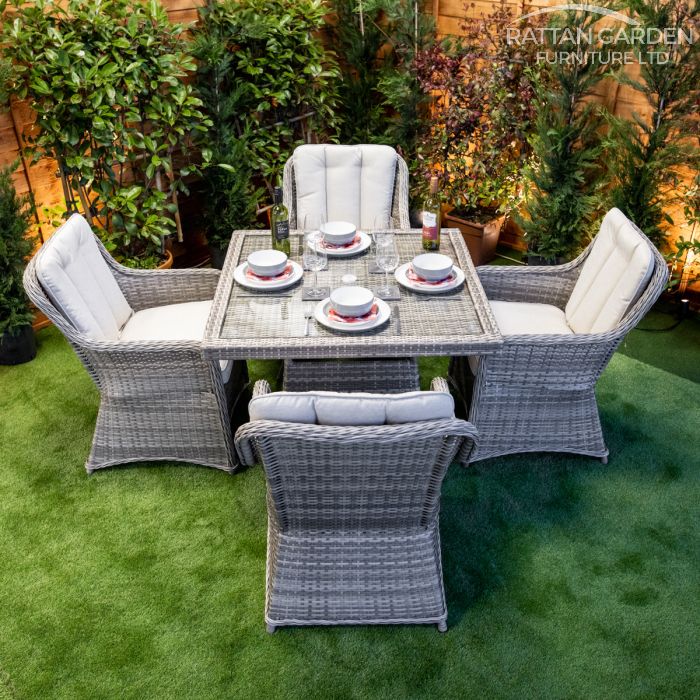 Rattan Champagne Vienna Square 4 Seat Dining Set