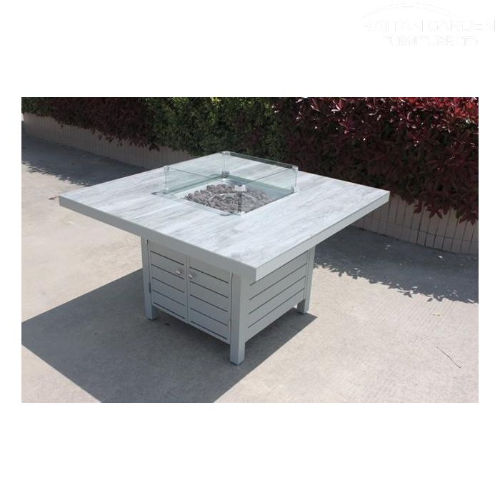Monroe Aluminium Corner Rattan Dining Set With Fire Pit