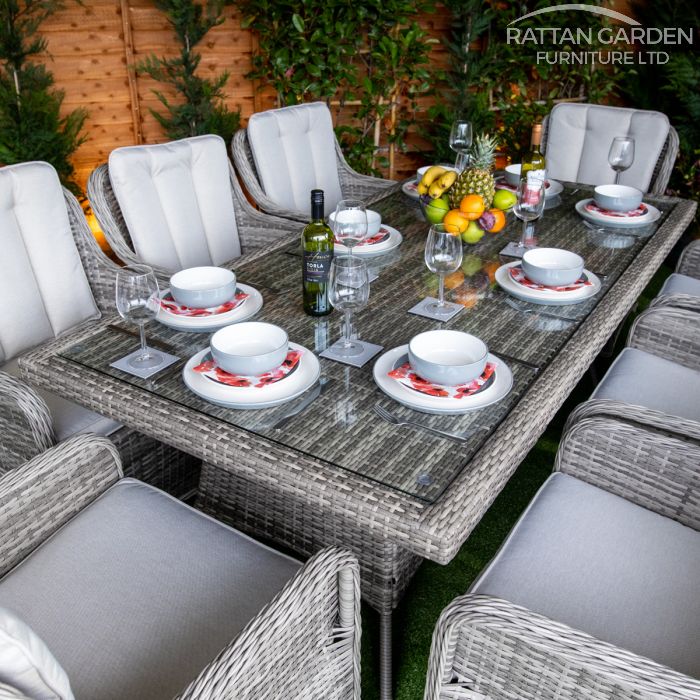 Rattan Champagne Vienna Rectangular 8 Seat Dining Set