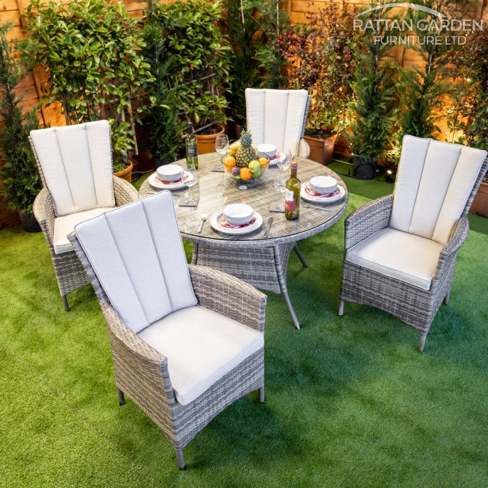 Rattan Champagne Atlanta Round 4 Seat Dining Set