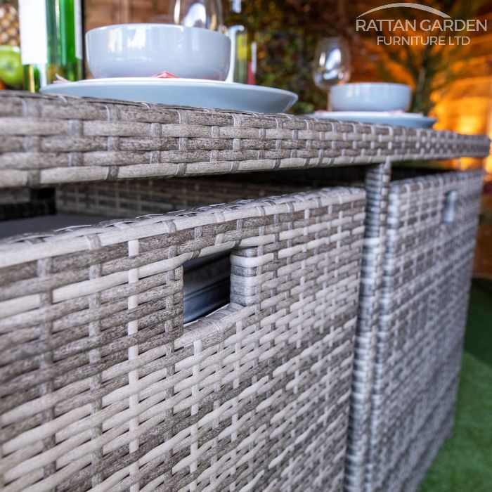 Rattan Champagne 4 seat Cube With 4 Storage Footstools