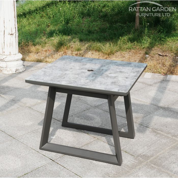 Brabazon Aluminium 4 Seat Dining Set with Ceramic Glass Patterned Table Top