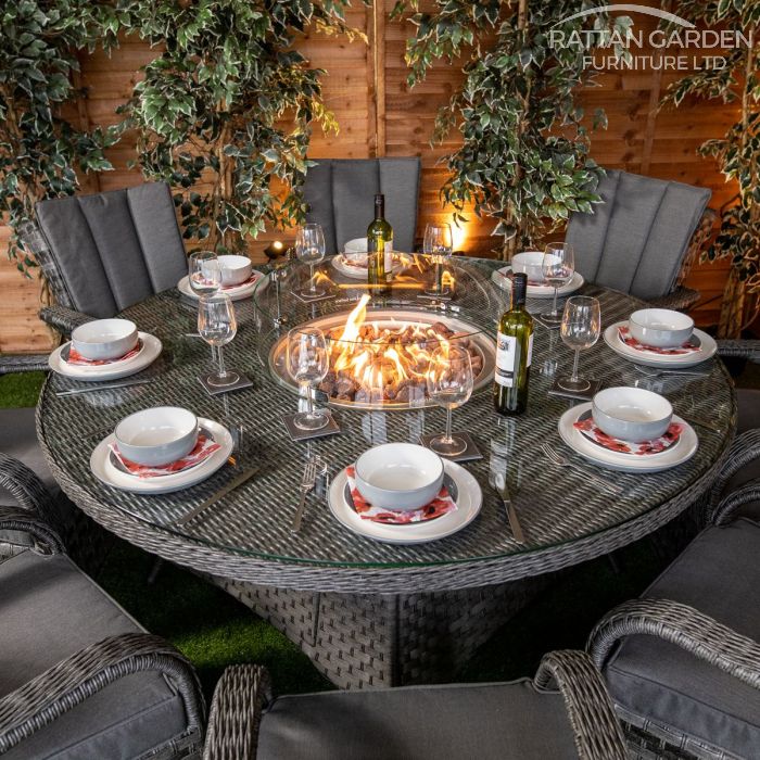 Rattan Serena Tokyo 8 Seat Fire Pit With 165cm Round Table