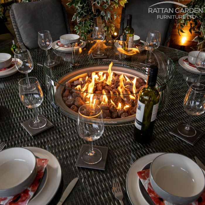 Rattan Serena Paris 8 Seat Fire Pit With 165cm Round Table