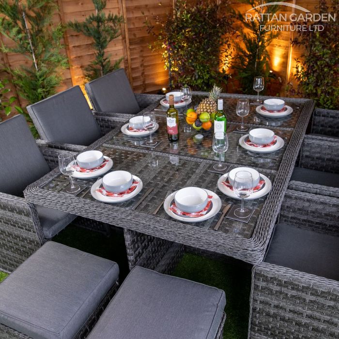Rattan Serena 6 Seat Cube Set With 4 Storage Footstools