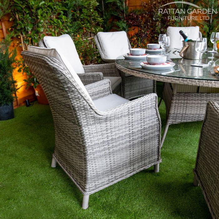 Rattan Champagne Paris Round 8 Seat Dining Set