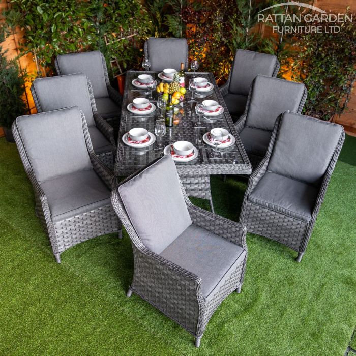 Rattan Serena Paris Rectangular 8 Seat Dining Set