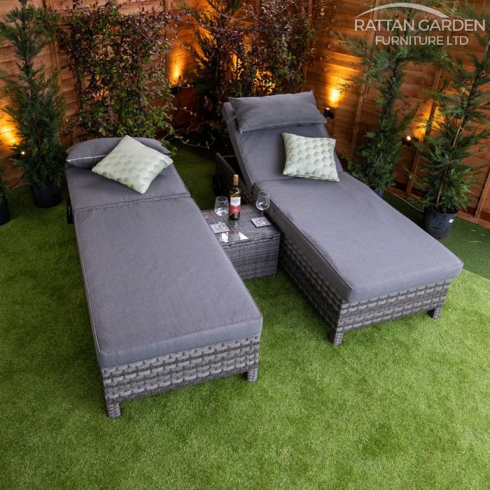 Rattan Serena Deluxe Extra Wide Wheel Lounger Set of 2 