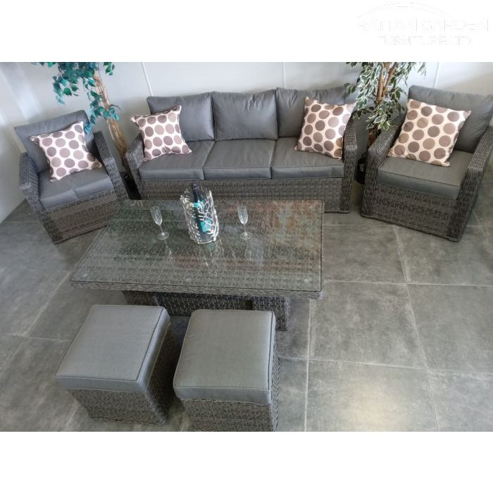 Serena Chichester 5 Seat 6 Piece Rising Table Rattan Sofa Set