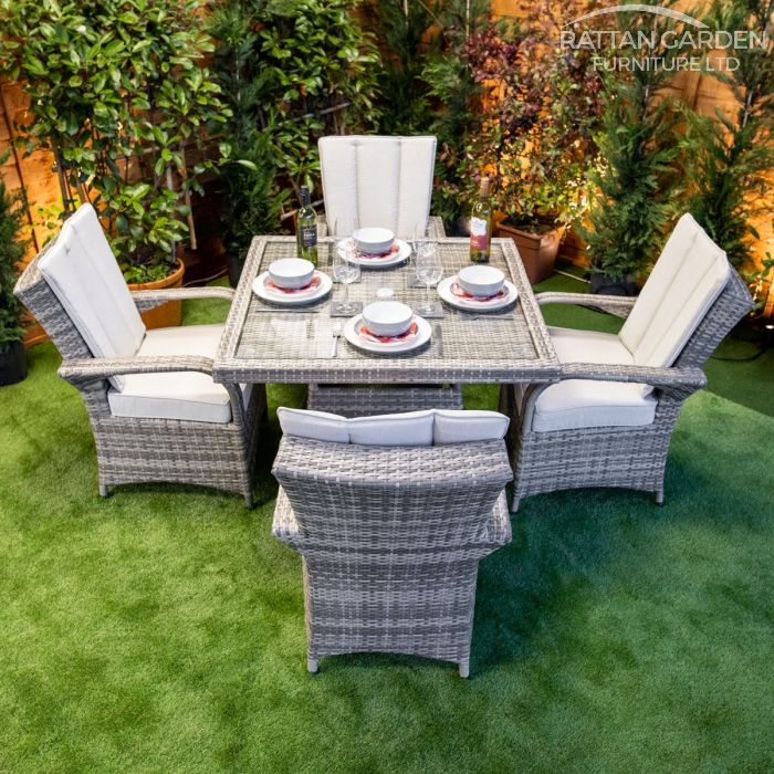 Rattan Champagne Tokyo Square 4 Seat Dining Set