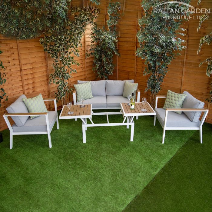Fiona - Aluminium Rectangular Rising Table Sofa Set