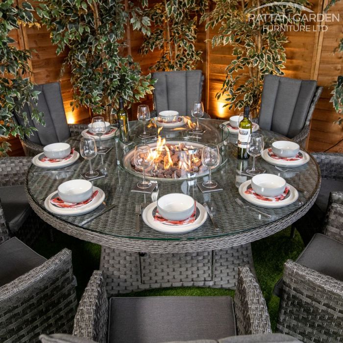 Rattan Serena Atlanta 8 Seat Fire Pit With 165cm Round Table
