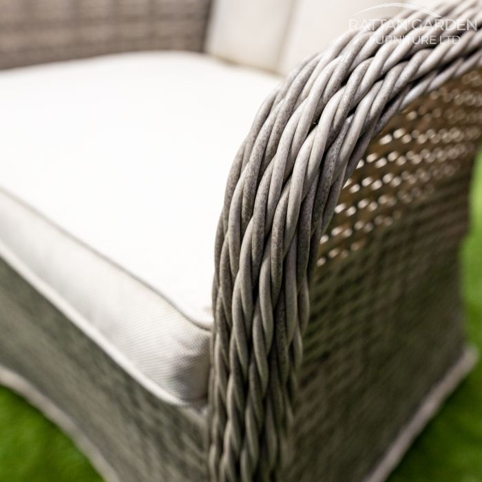 Rattan Champagne Vienna Round 6 Seat Fire Pit Set