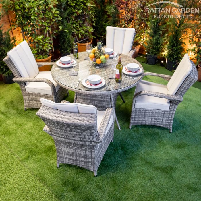 Rattan Champagne Tokyo Round 4 Seat Dining Set