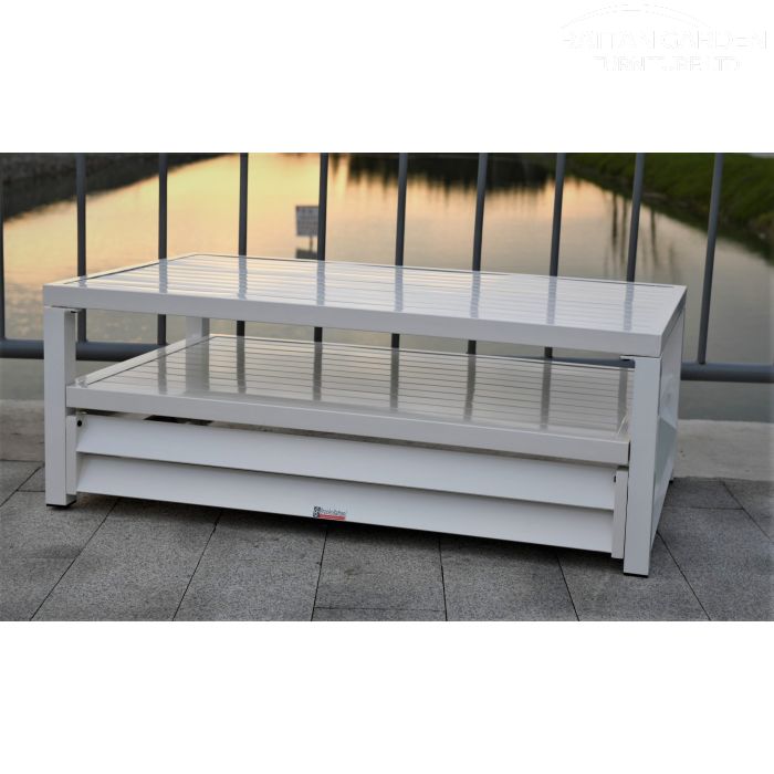 Shutter Style White Aluminium Rectangle Coffee Table