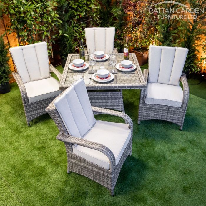 Rattan Champagne Tokyo Square 4 Seat Dining Set